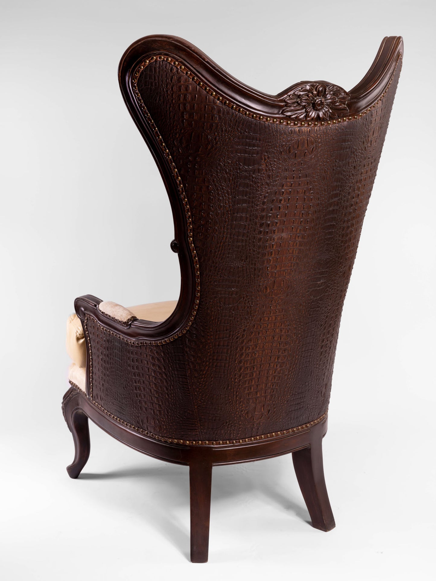 Antoinette Accent Chair- White Hide Front & Brown Croc Back