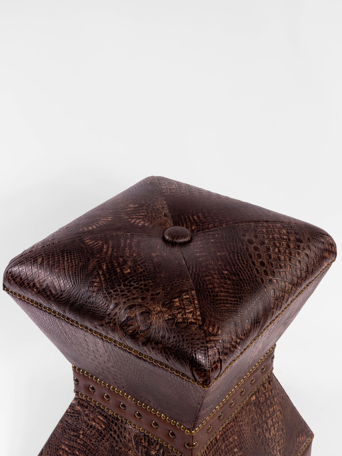 Vegas Ottoman- Tall, Brown Croc