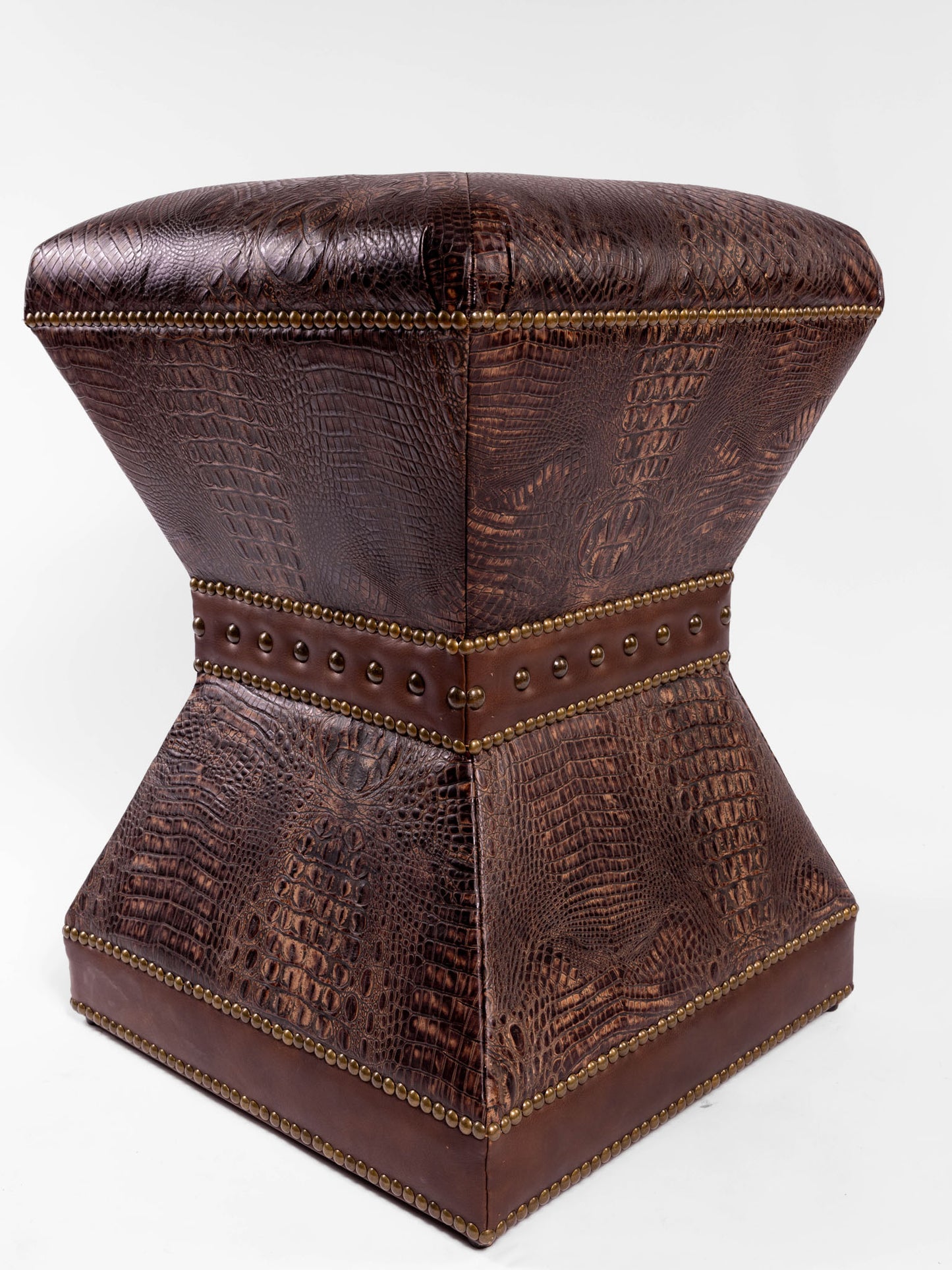 Vegas Ottoman- Tall, Brown Croc