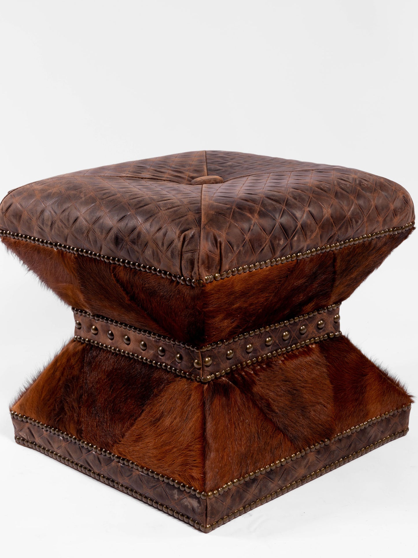 Vegas Ottoman- Short, Diamond & Brown Hide
