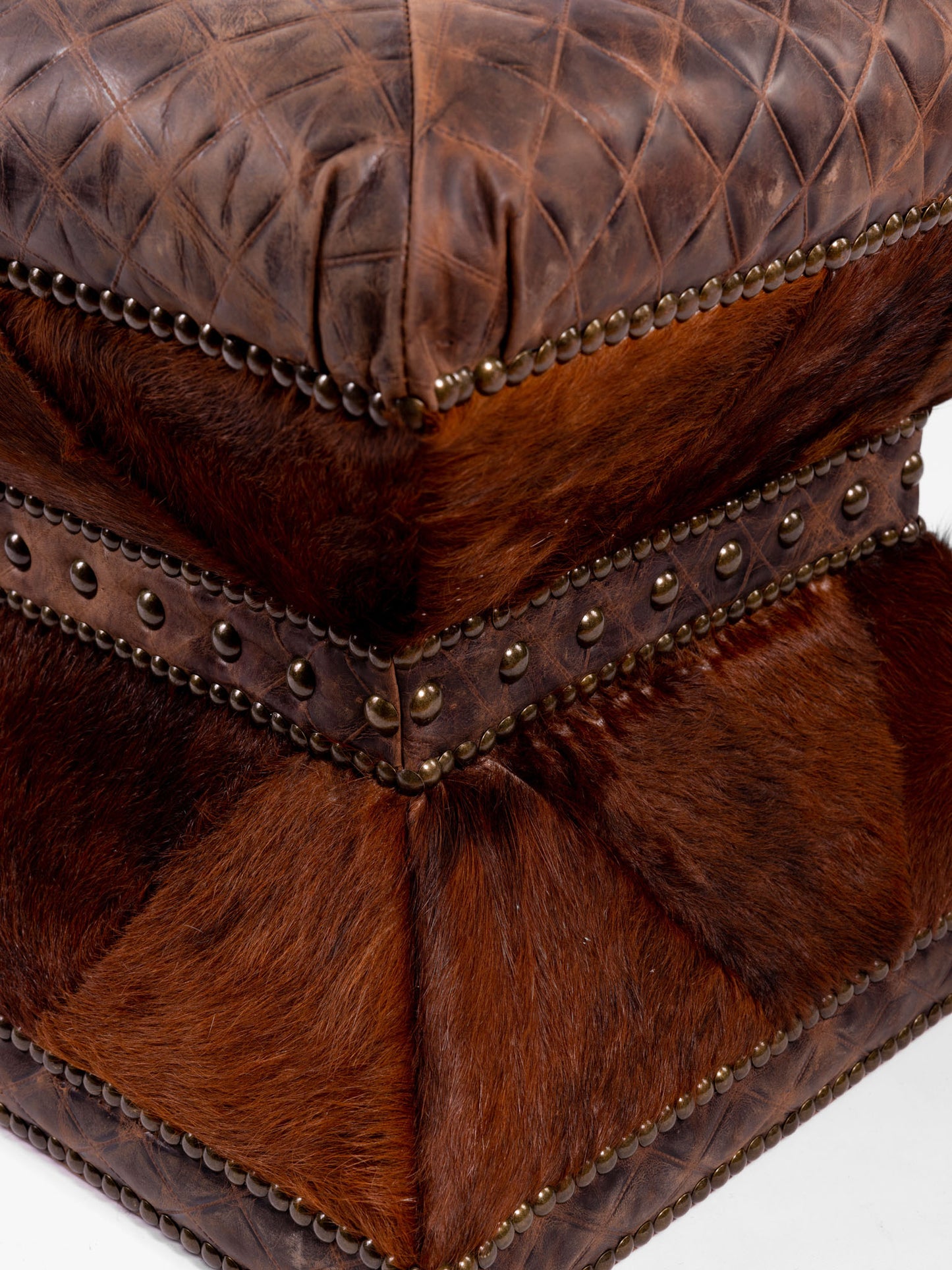 Vegas Ottoman- Short, Diamond & Brown Hide