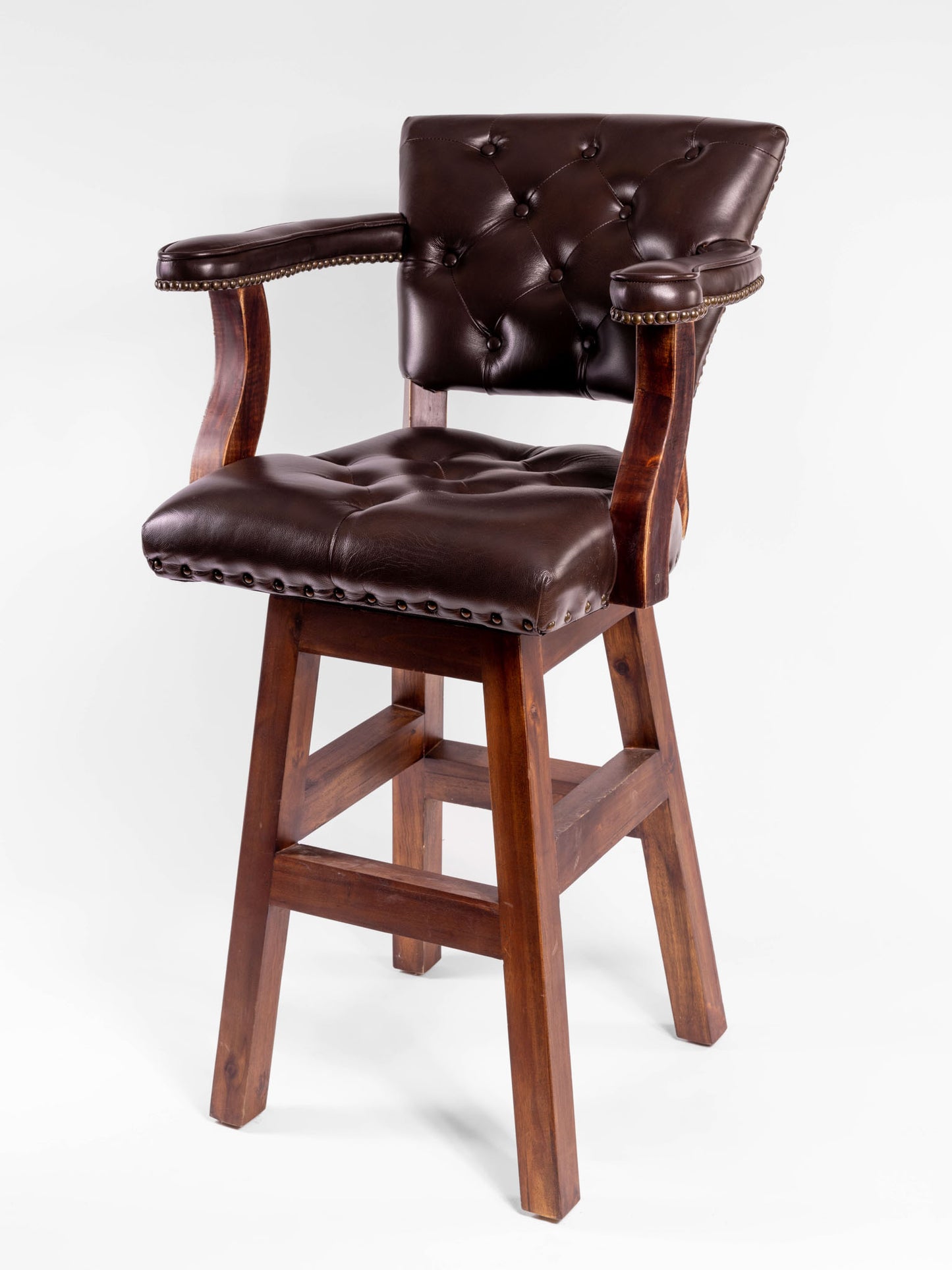 Trophy Barstool- Tufted Front & Axis Deer Hide Back