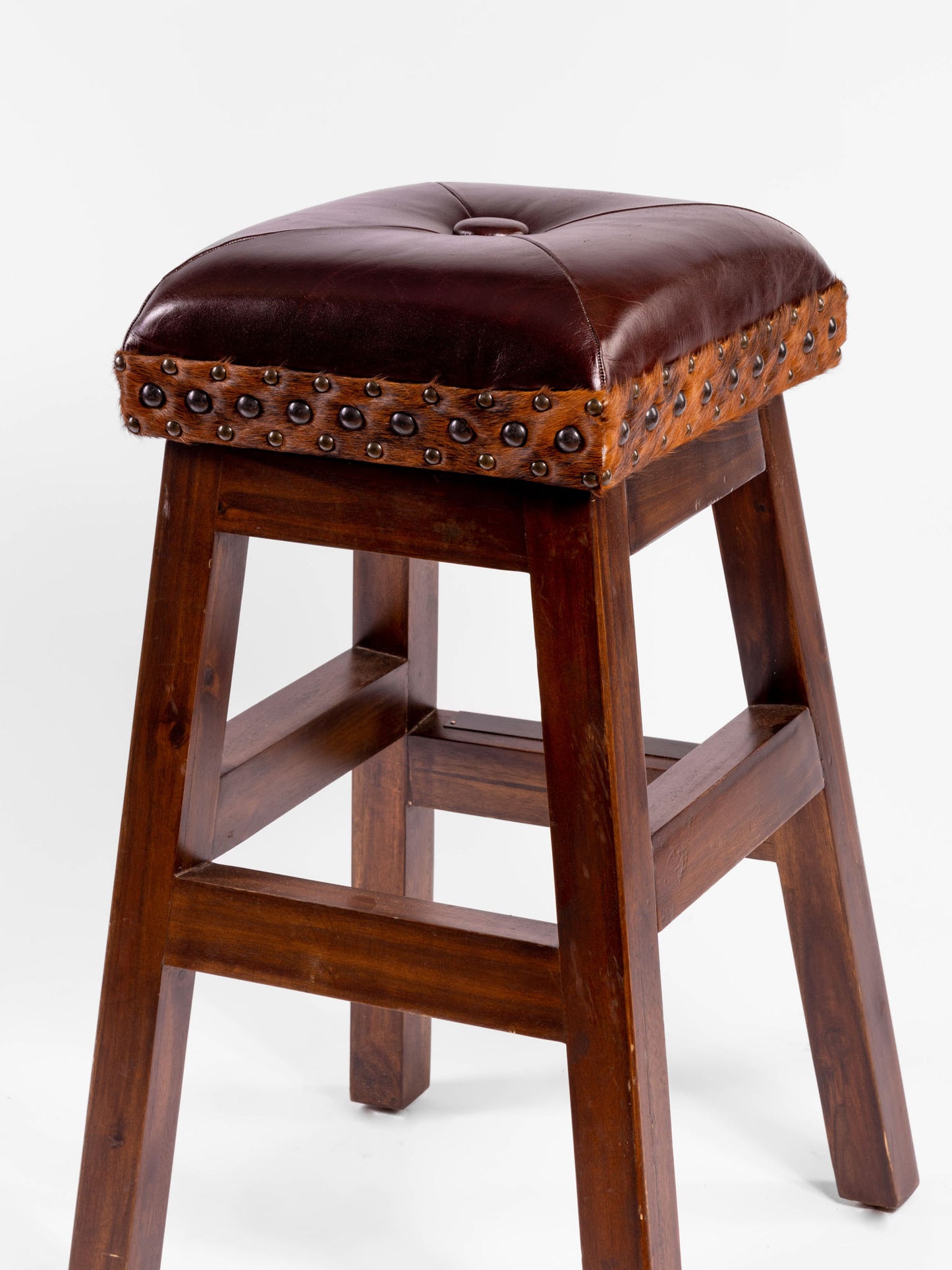 Lincoln Stool- Hide Nail Studs