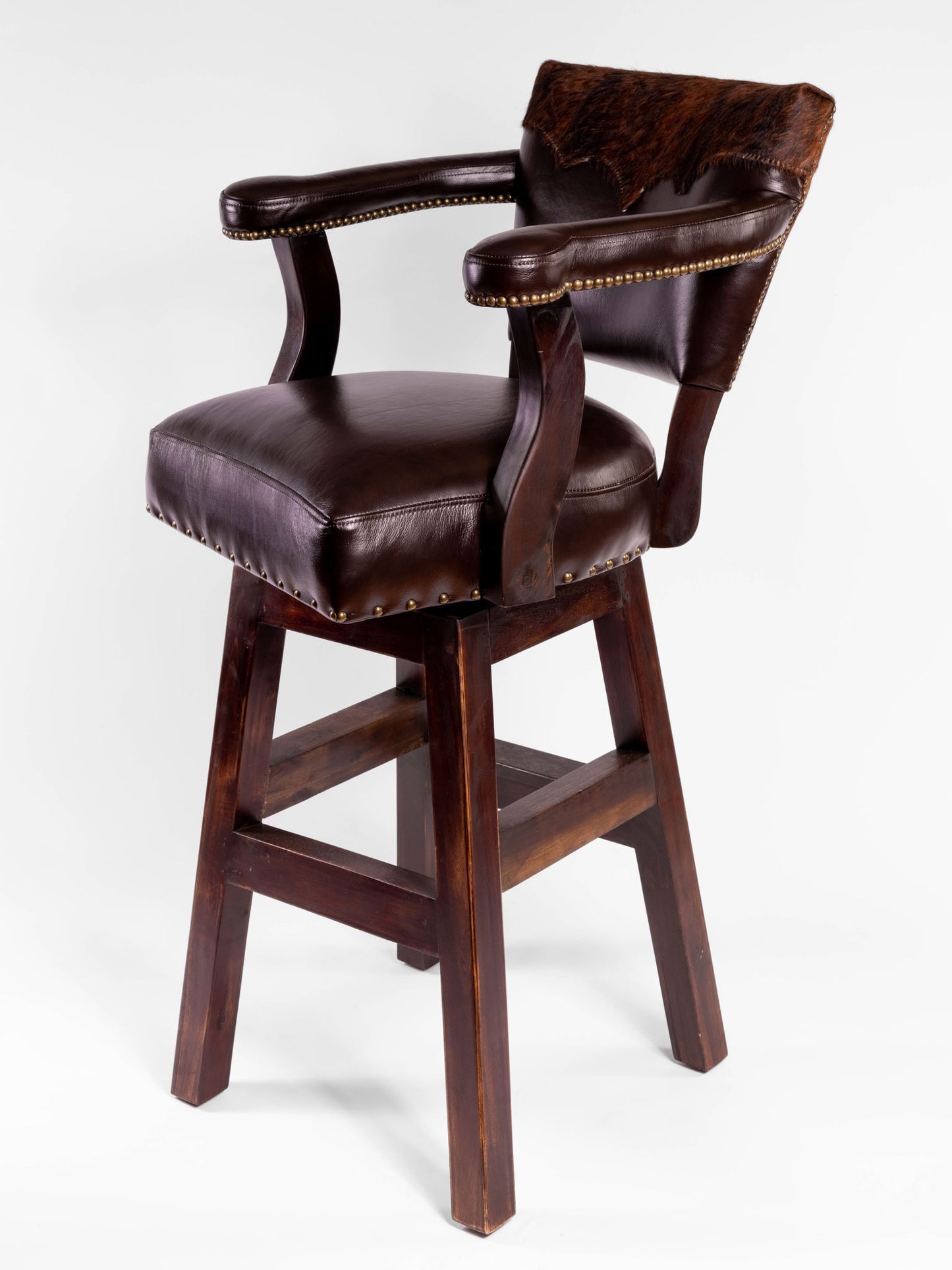 Trophy Barstool- Brown Hide Yolk