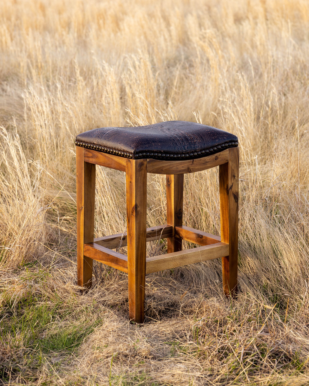 Saddle Stool- Brown Crocodile