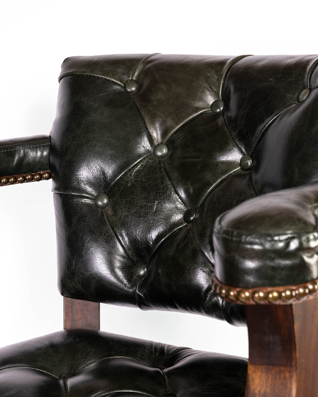 Trophy Barstool- Tufted Green Leather