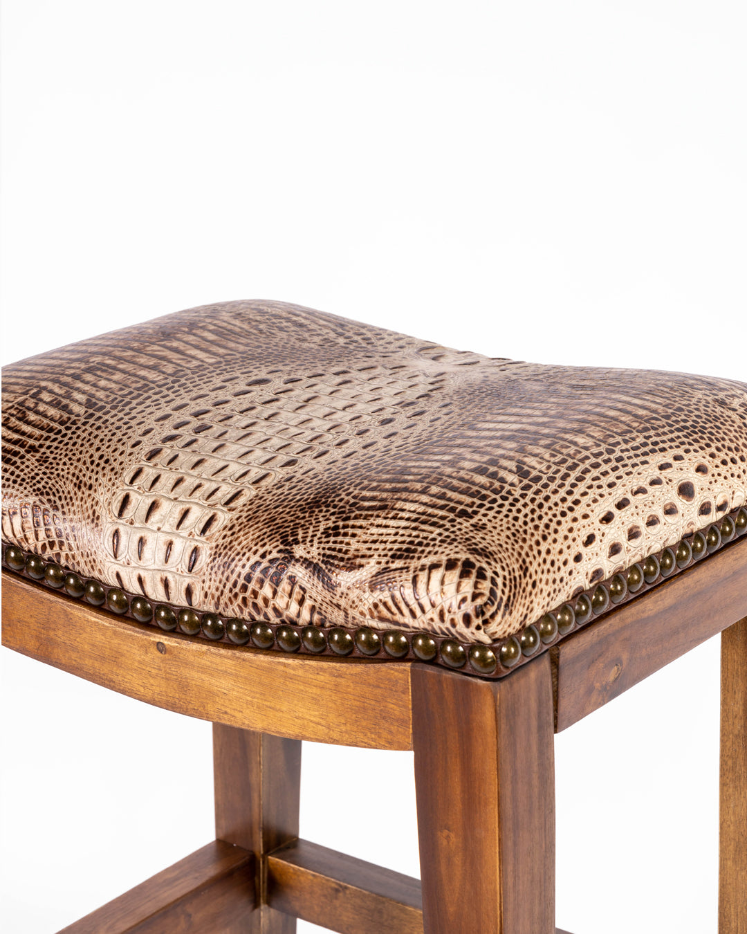 Saddle Stool- White Crocodile