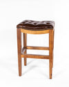 Saddle Stool- Tufted Brown Leather