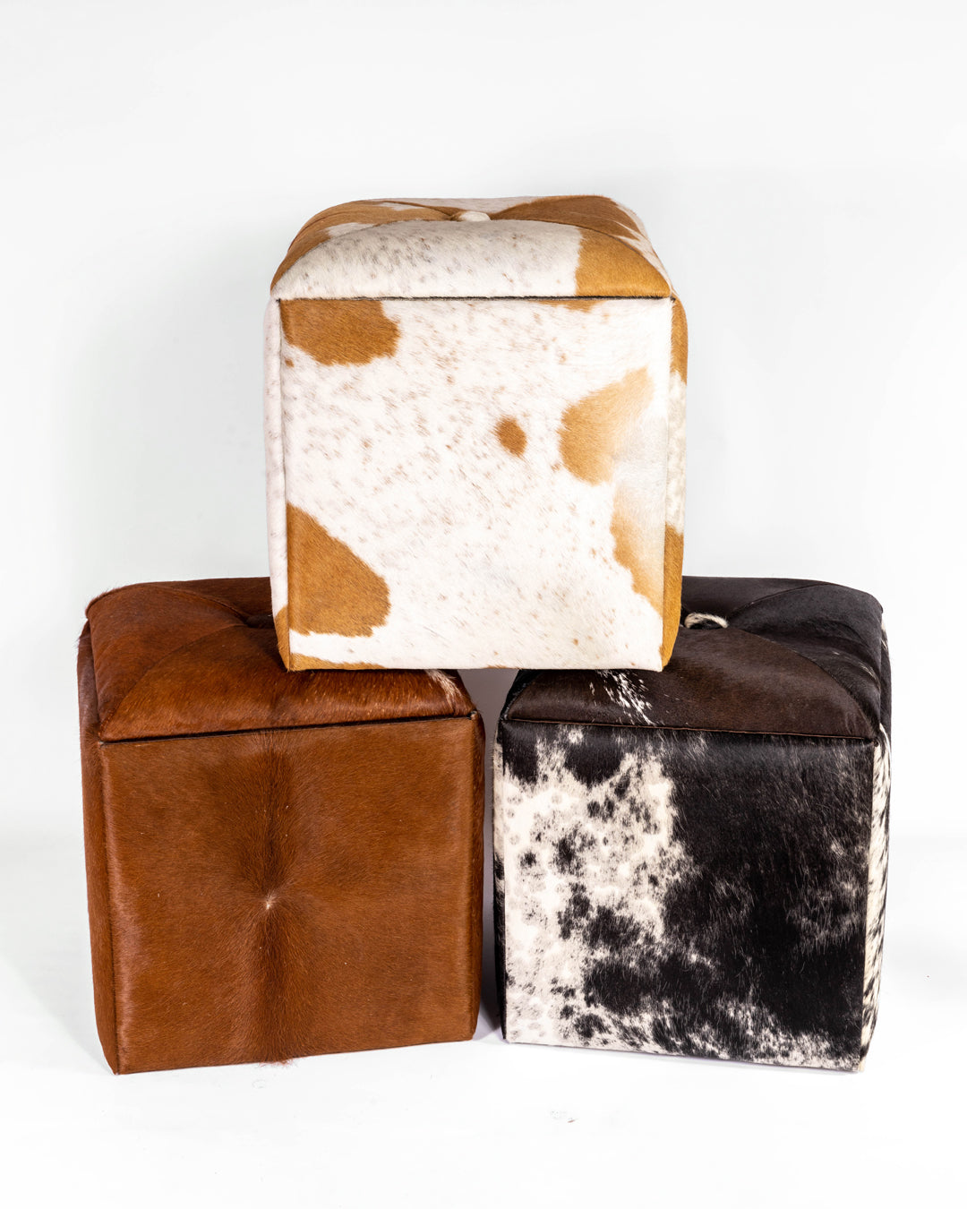 Cube Storage Ottoman- Black & White Hide