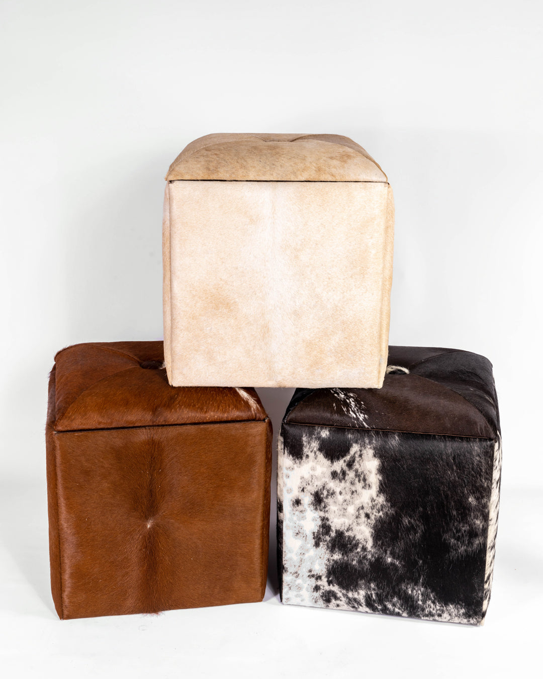 Cube Storage Ottoman- Brown Hide