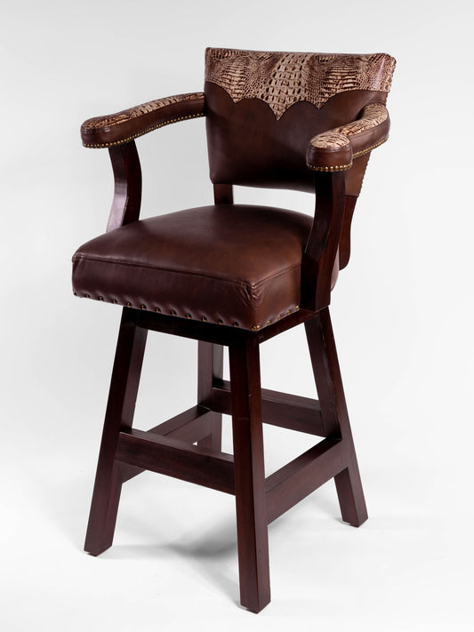 Trophy Barstool- White Crocodile Embossed