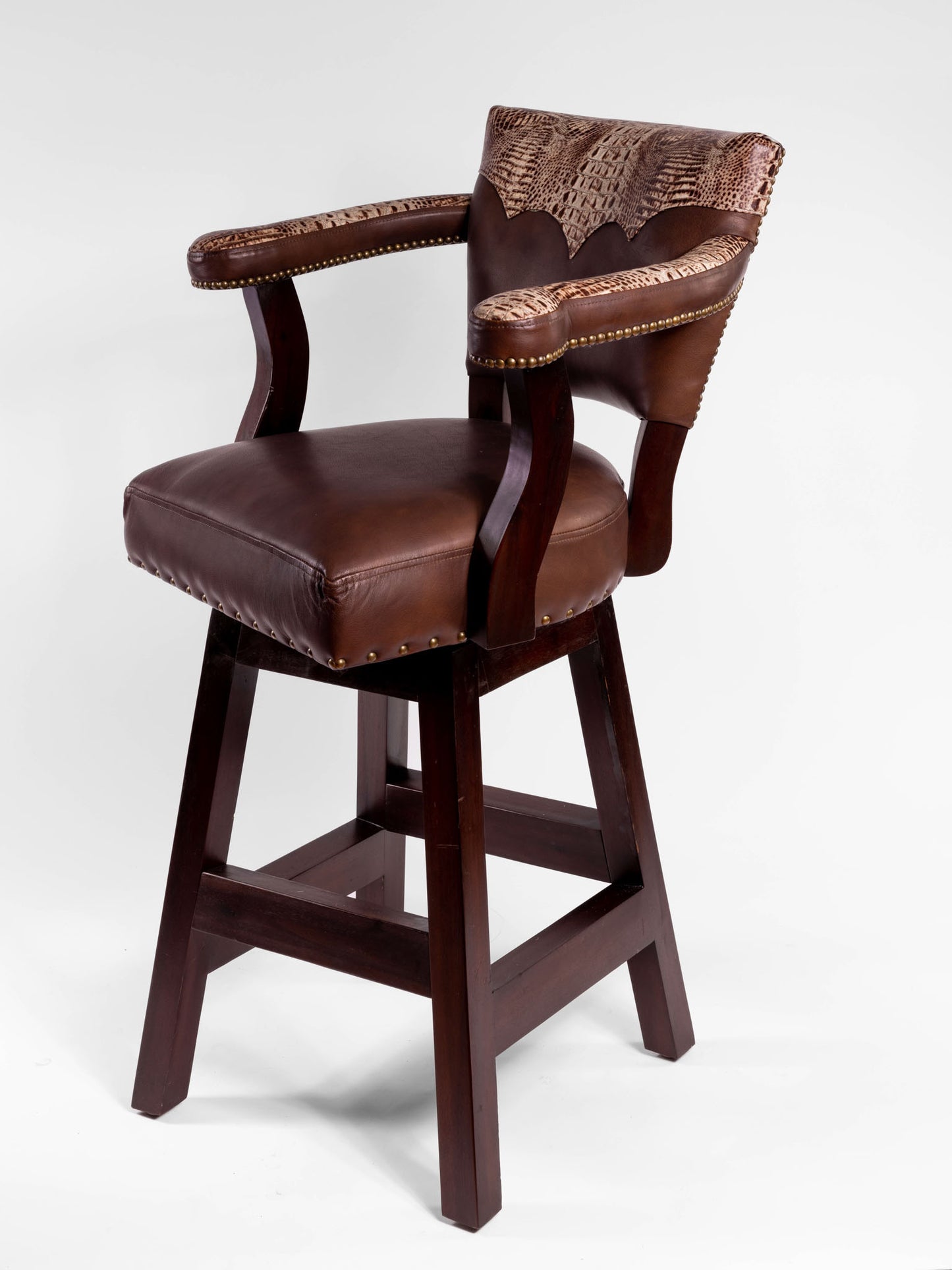 Trophy Barstool- White Crocodile Embossed