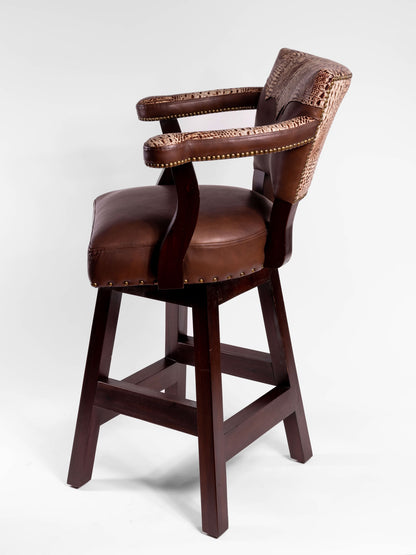 Trophy Barstool- White Crocodile Embossed