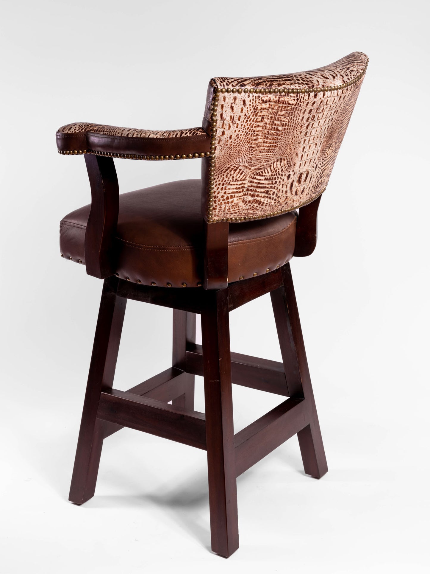 Trophy Barstool- White Crocodile Embossed