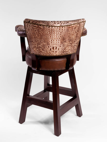 Trophy Barstool- White Crocodile Embossed