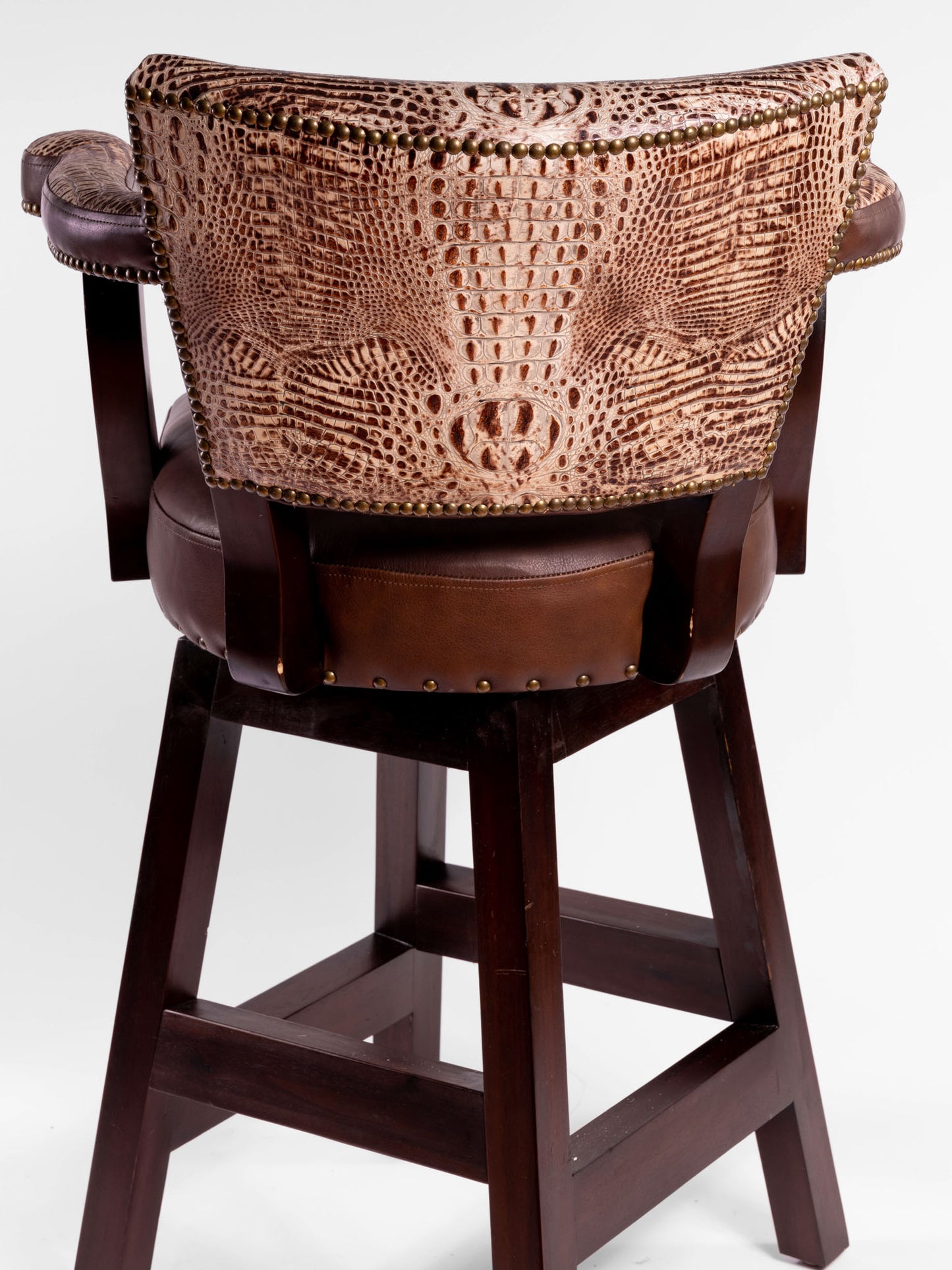 Trophy Barstool- White Crocodile Embossed