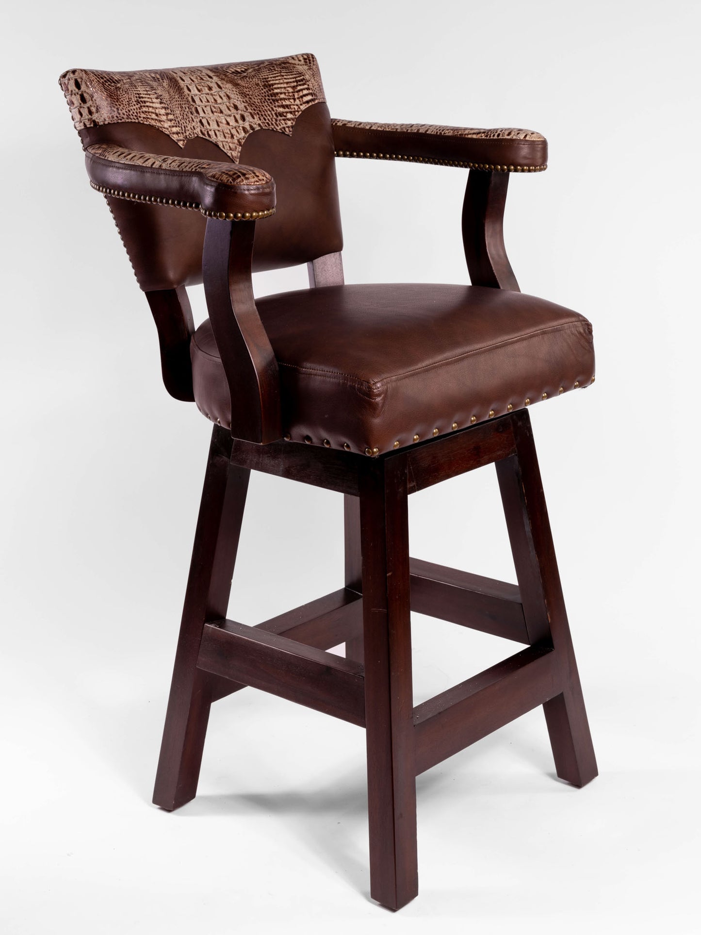 Trophy Barstool- White Crocodile Embossed