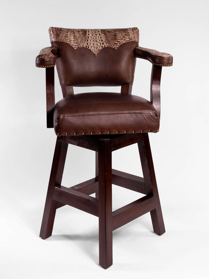 Trophy Barstool- White Crocodile Embossed