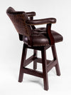 Trophy Barstool- Tufted Brown Leather with Diamond Embossed Back