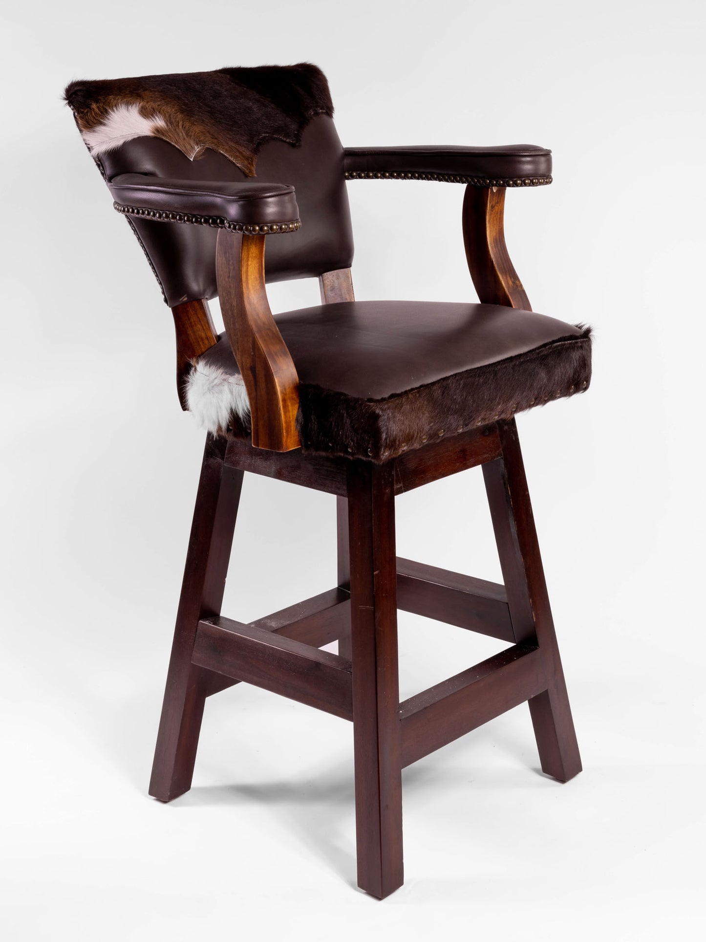 Trophy Barstool- Black Hide Yolk