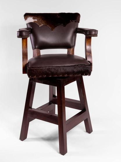 Trophy Barstool- Black Hide Yolk