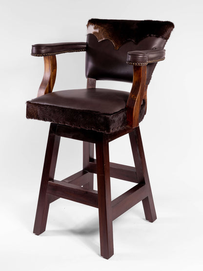 Trophy Barstool- Black Hide Yolk