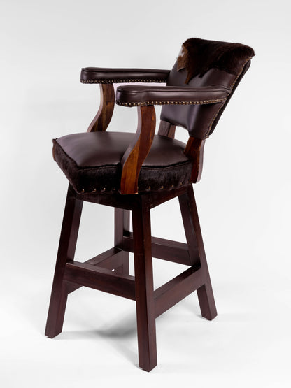 Trophy Barstool- Black Hide Yolk