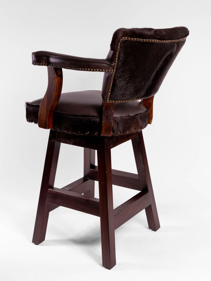 Trophy Barstool- Black Hide Yolk