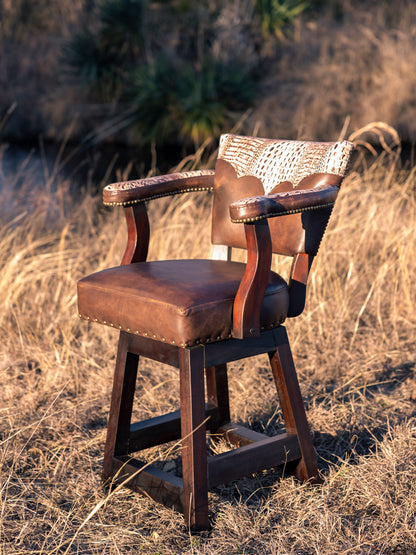 Trophy Barstool- White Crocodile Embossed