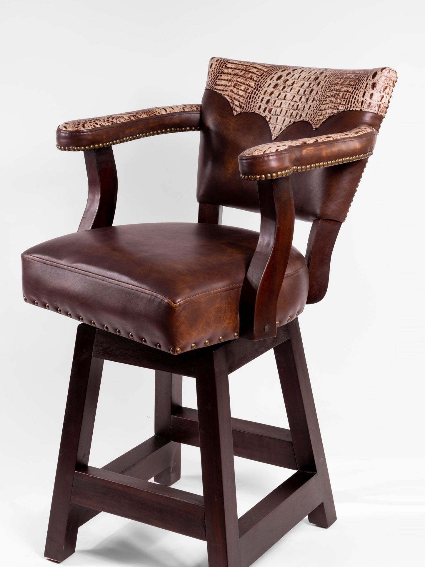 Trophy Barstool- White Crocodile Embossed