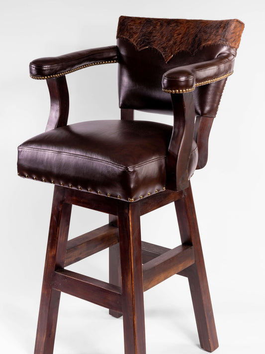 Trophy Barstool- Brown Hide Yolk