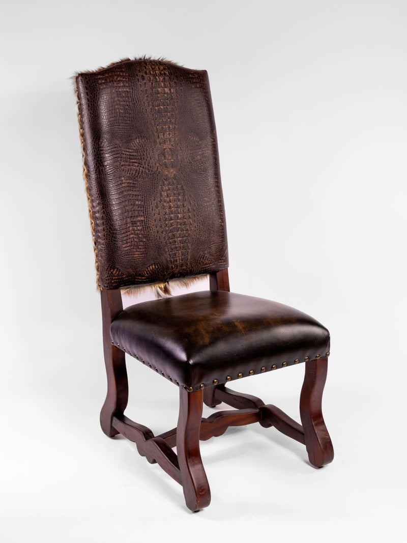 Grace Dining Chair - Brown Croc Front & Axis Deer Hide Back