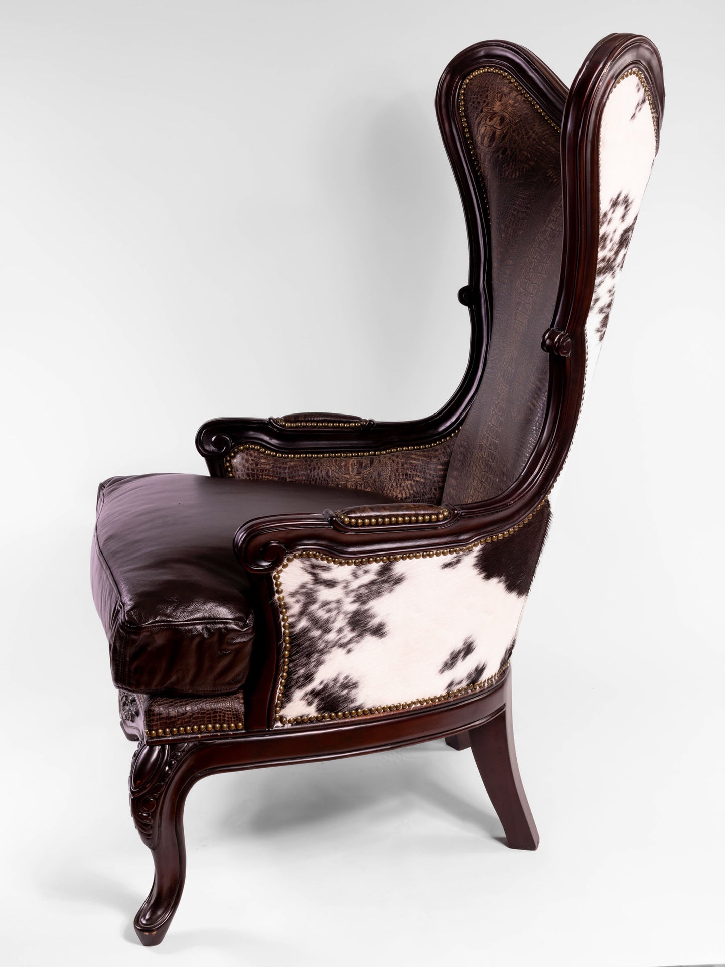 Antoinette Accent Chair- Brown Croc Front & Black and White Hide Back