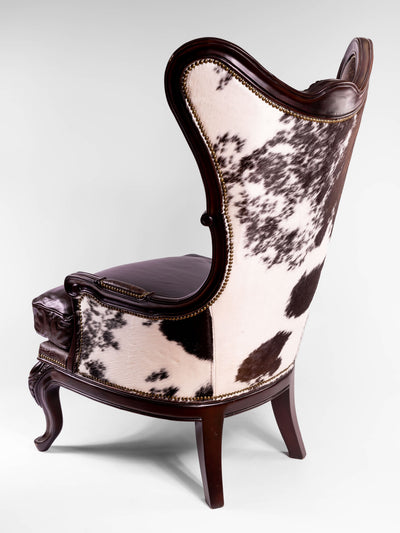 Antoinette Accent Chair- Brown Croc Front & Black and White Hide Back