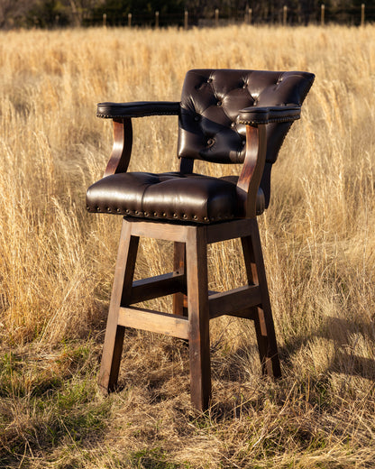 Trophy Barstool- Tufted Leather with White Croc Corset Back