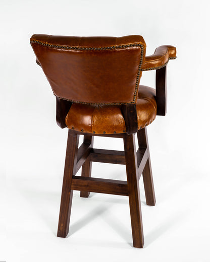 Trophy Barstool- Light Brown Tufted Leather