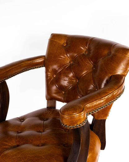 Trophy Barstool- Light Brown Tufted Leather
