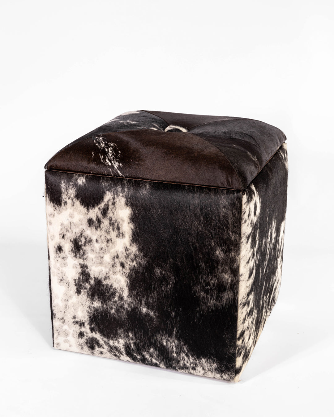 Cube Storage Ottoman- Black & White Hide