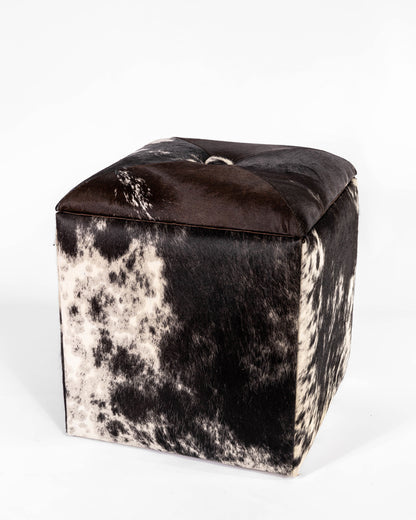 Cube Storage Ottoman- Black & White Hide