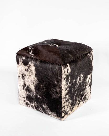 Cube Storage Ottoman- Black & White Hide