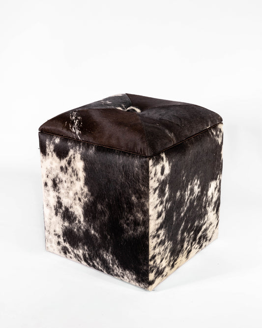 Cube Storage Ottoman- Black & White Hide