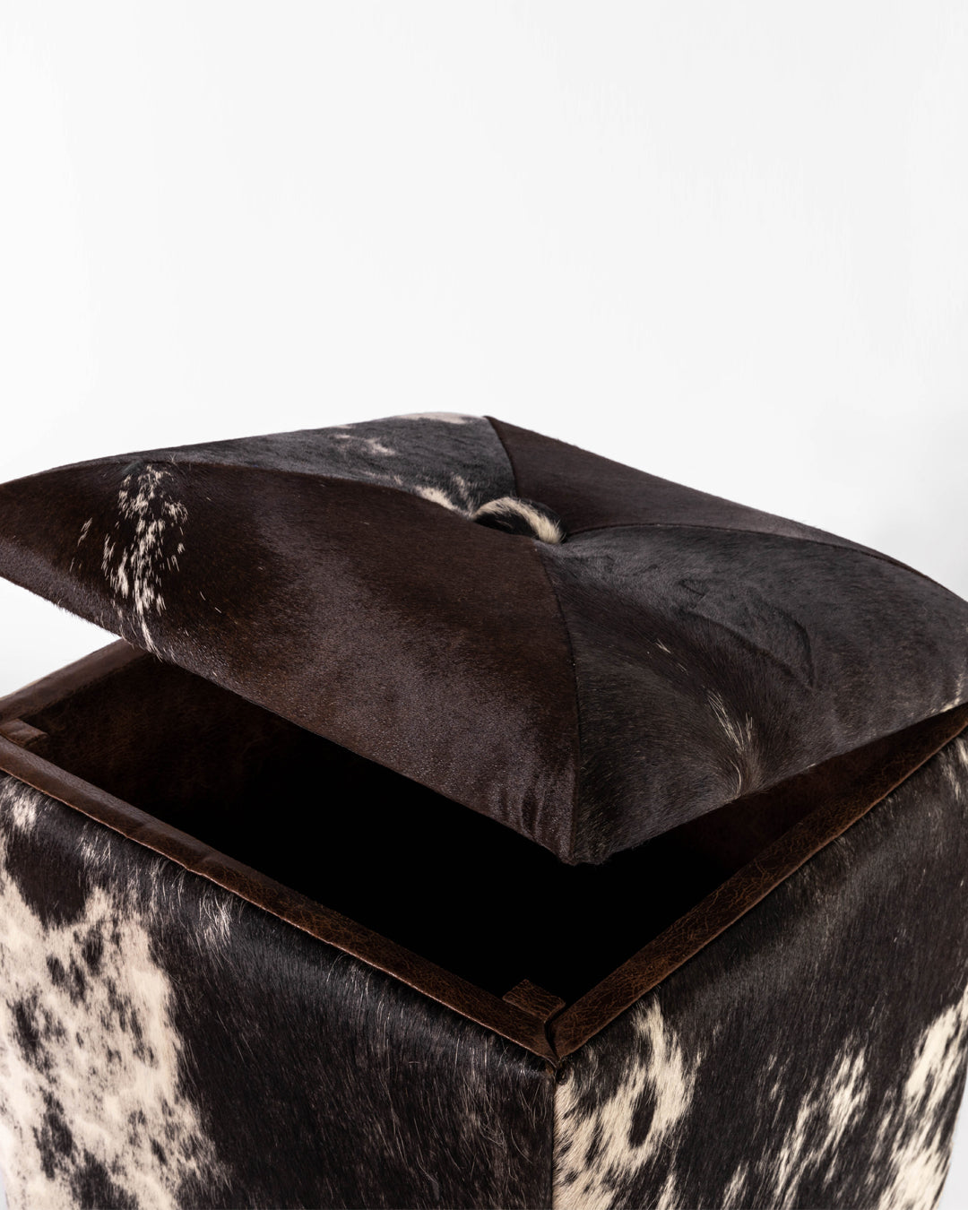 Cube Storage Ottoman- Black & White Hide
