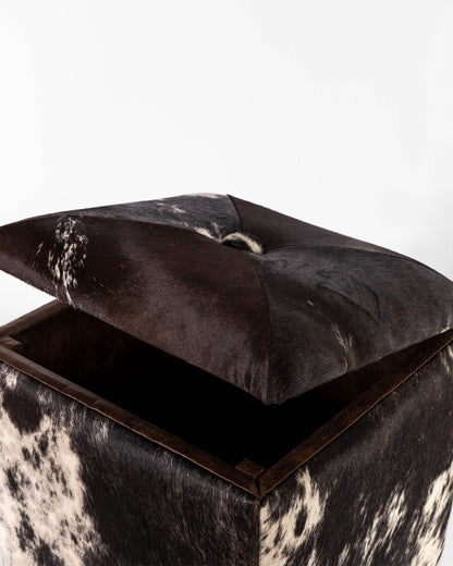 Cube Storage Ottoman- Black & White Hide