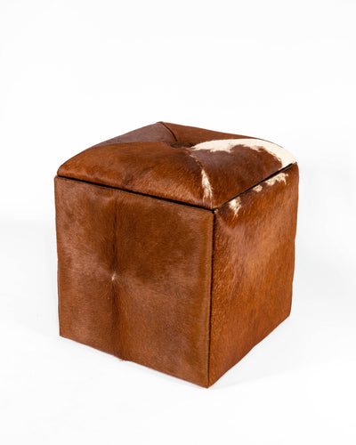 Cube Storage Ottoman- Brown Hide