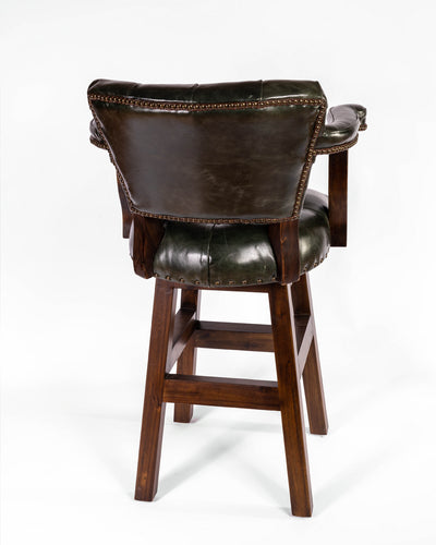 Trophy Barstool- Tufted Green Leather